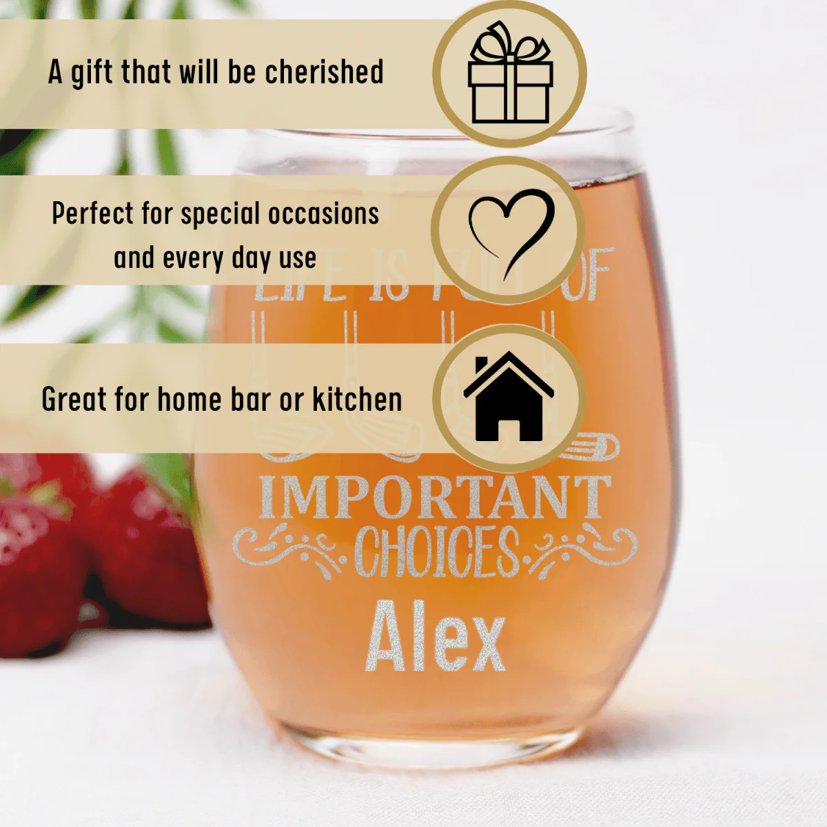 Girls Have Choices Stemless Wine Glass - Image 3