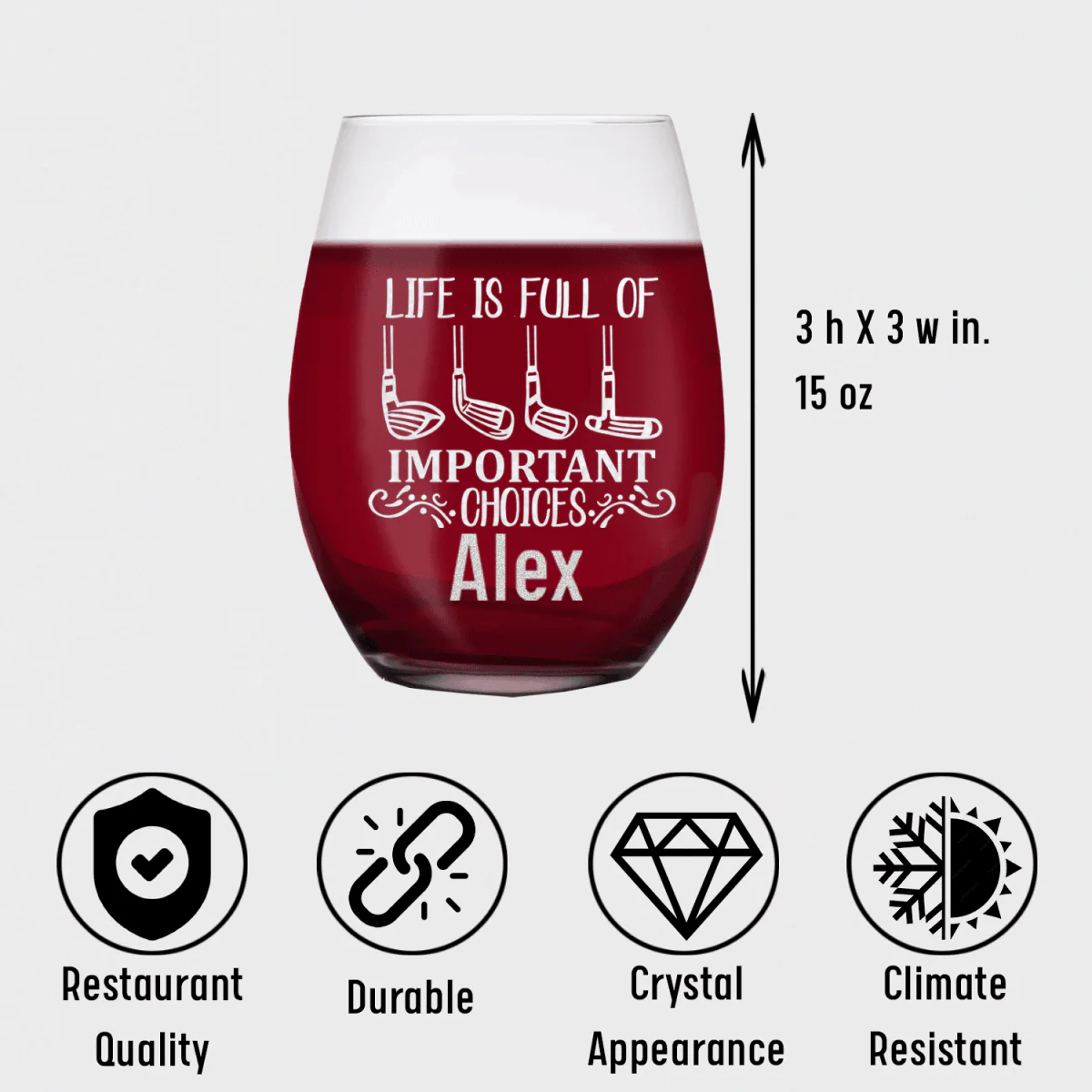 Girls Have Choices Stemless Wine Glass - Image 5
