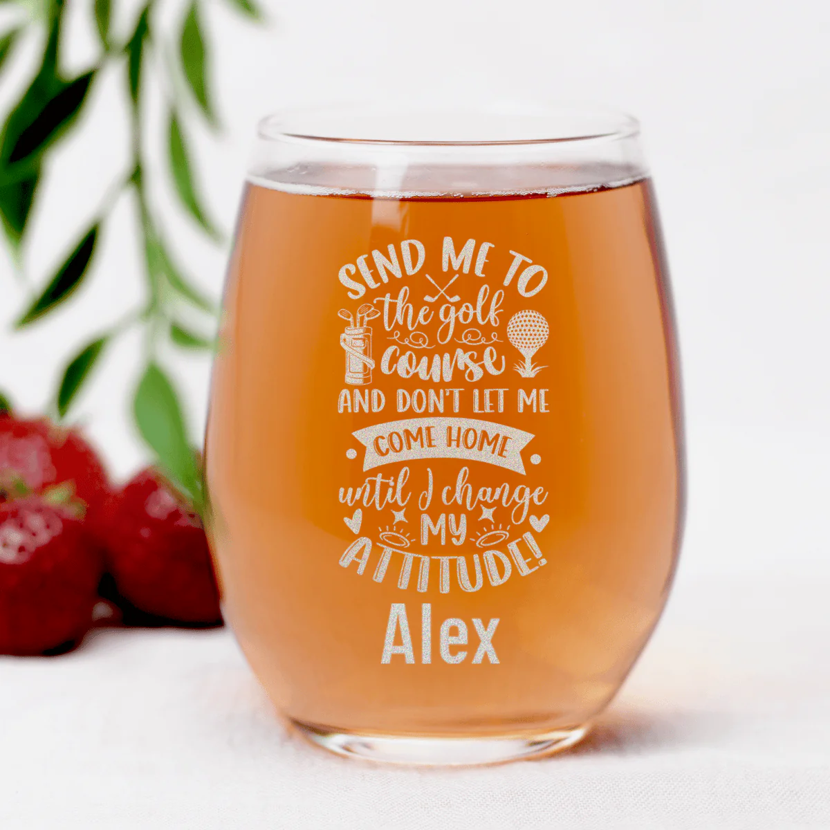 Golf Attitude Adjustment Stemless Wine Glass - Image 7
