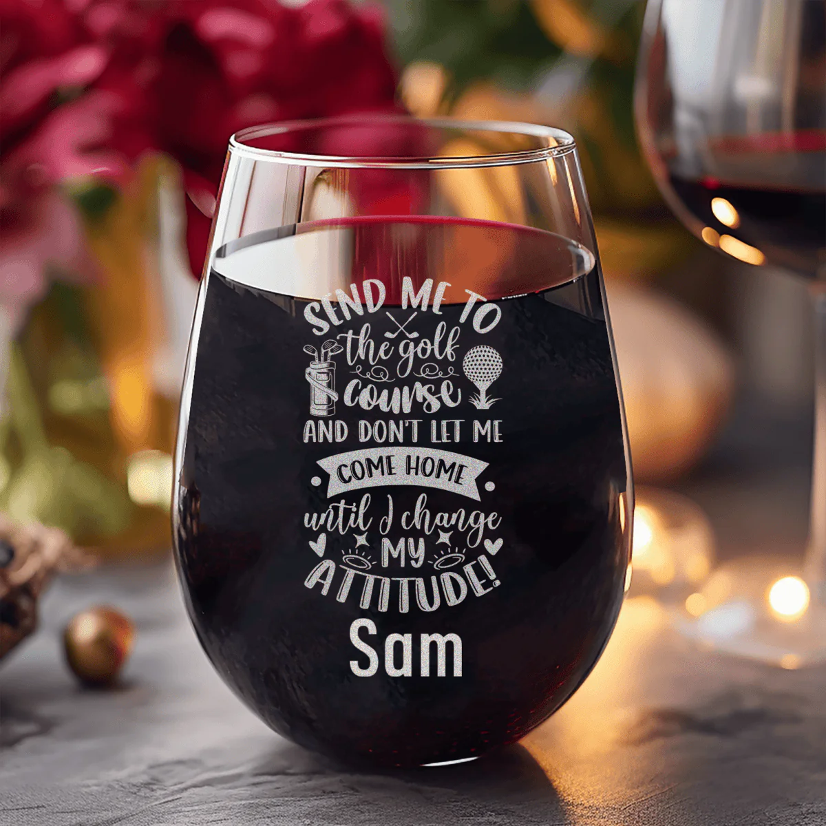 Golf Attitude Adjustment Stemless Wine Glass - Image 8