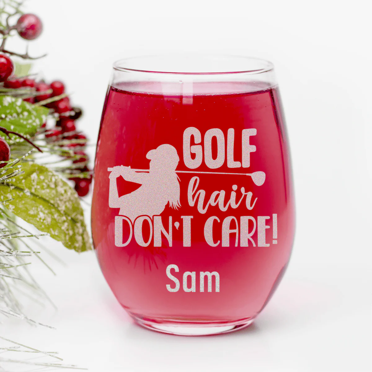 Golf Hair Dont Care Stemless Wine Glass - Image 7