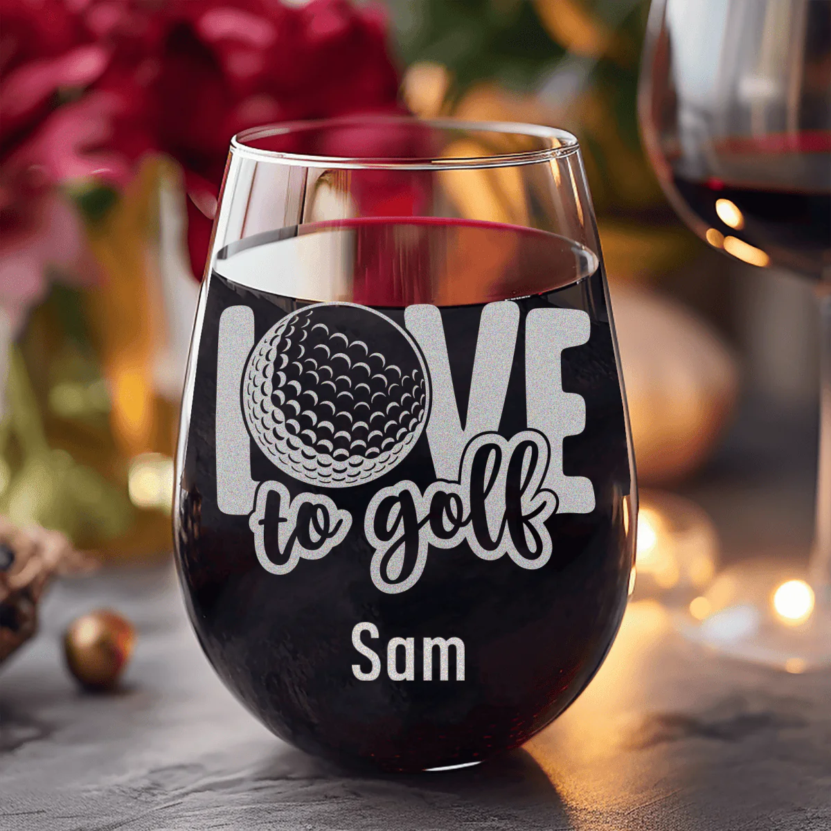 Golf Is Love Stemless Wine Glass - Image 8
