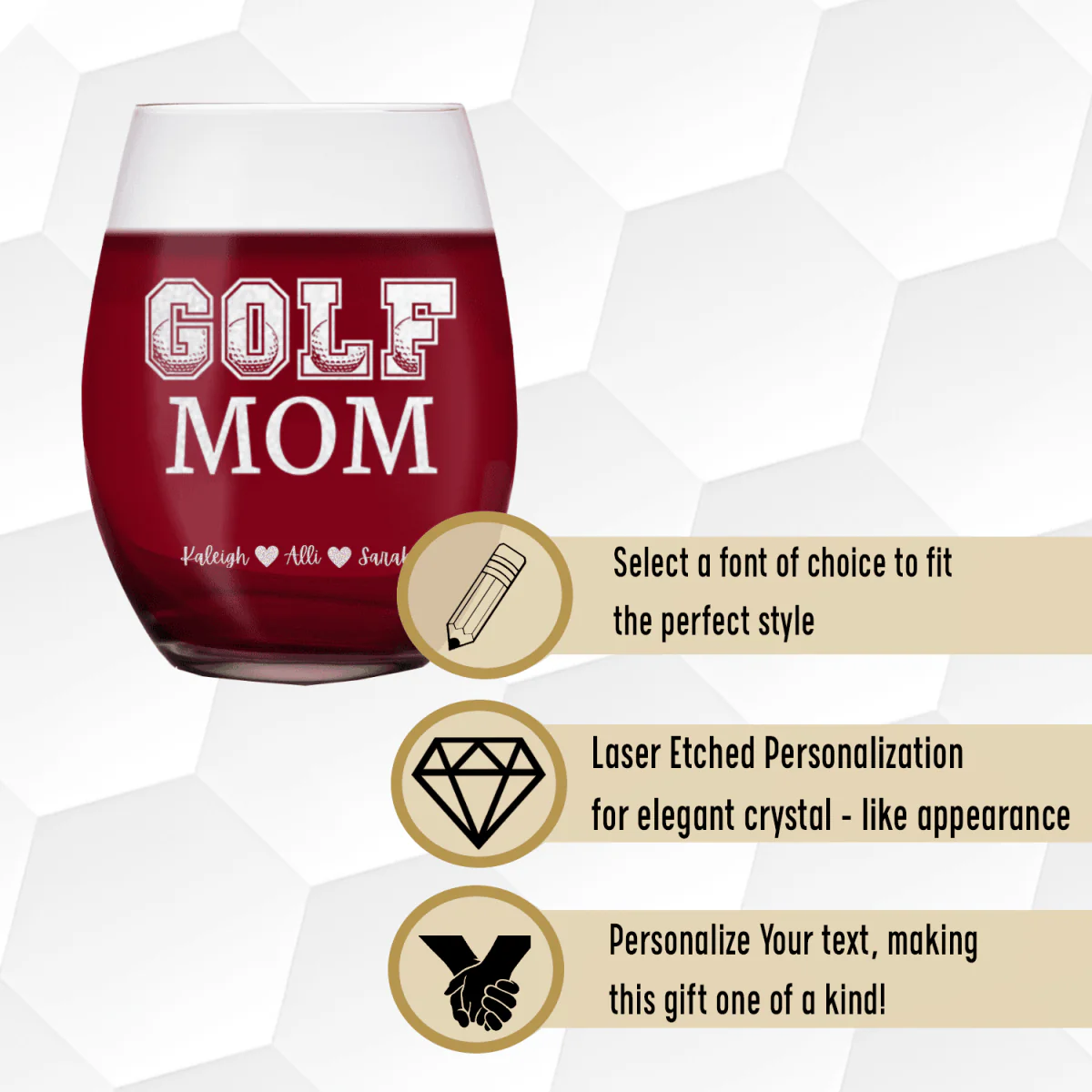 Golf Mom Stemless Wine Glass - Image 4