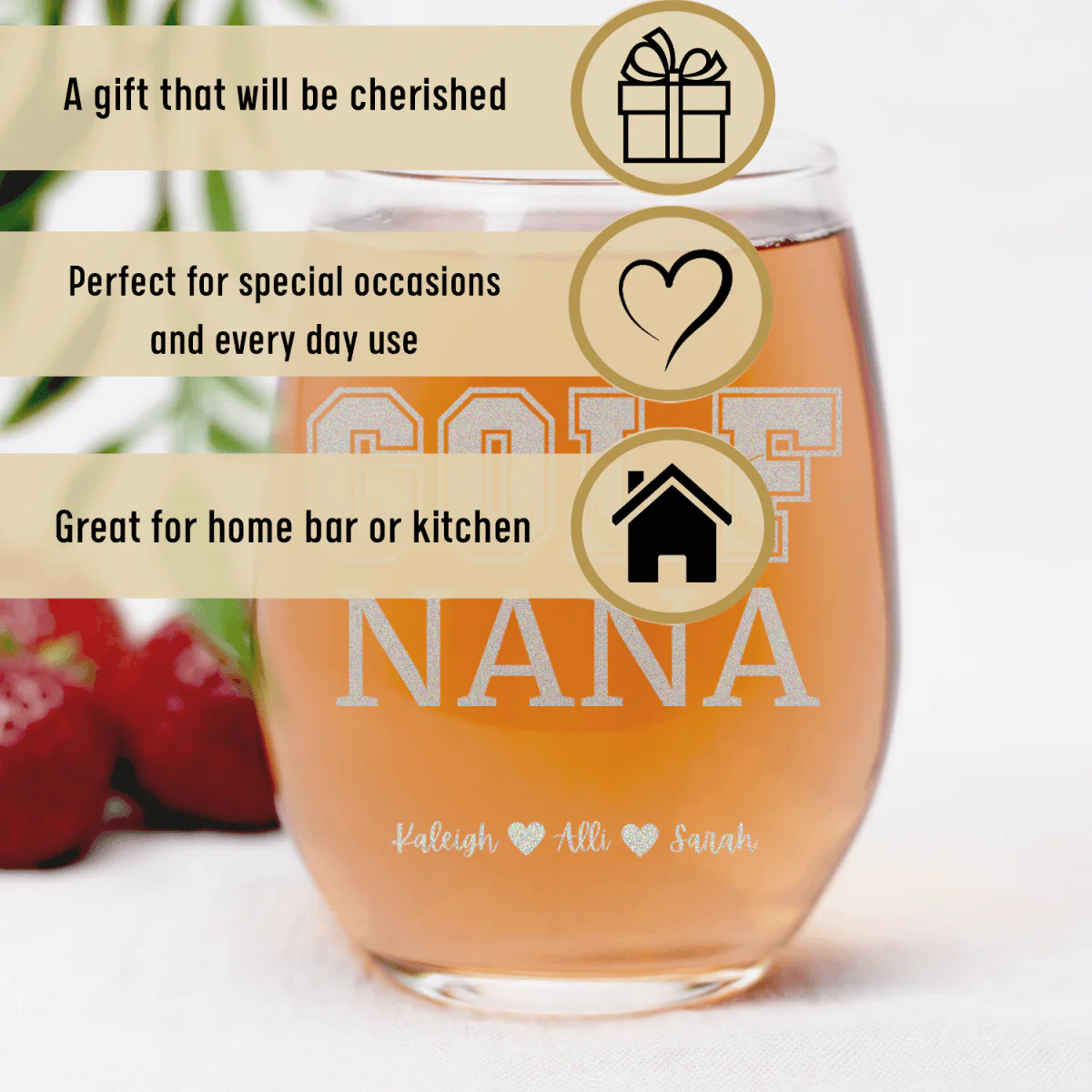 Golf Nana Stemless Wine Glass - Image 3