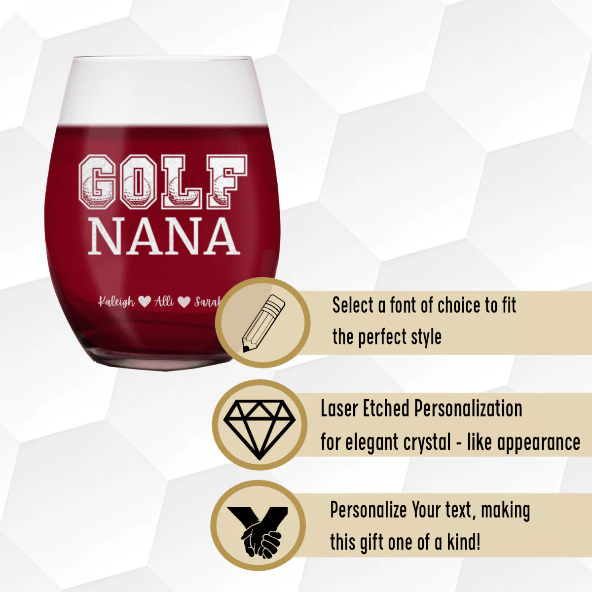 Golf Nana Stemless Wine Glass - Image 4