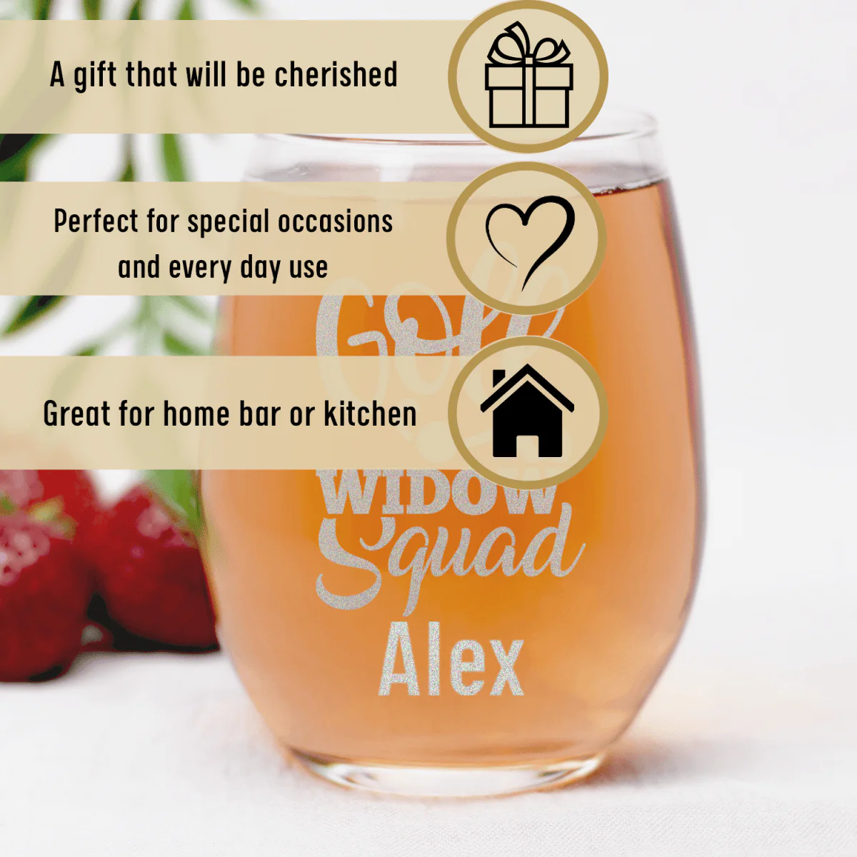 Golf Widow Squad Stemless Wine Glass - Image 3