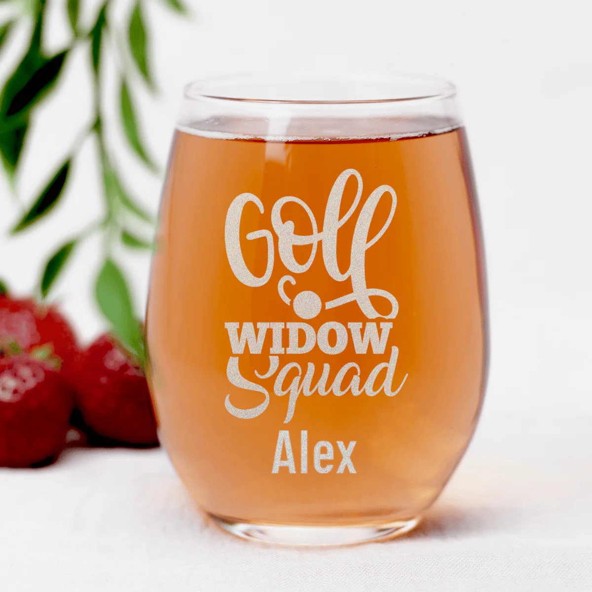 Golf Widow Squad Stemless Wine Glass - Image 7