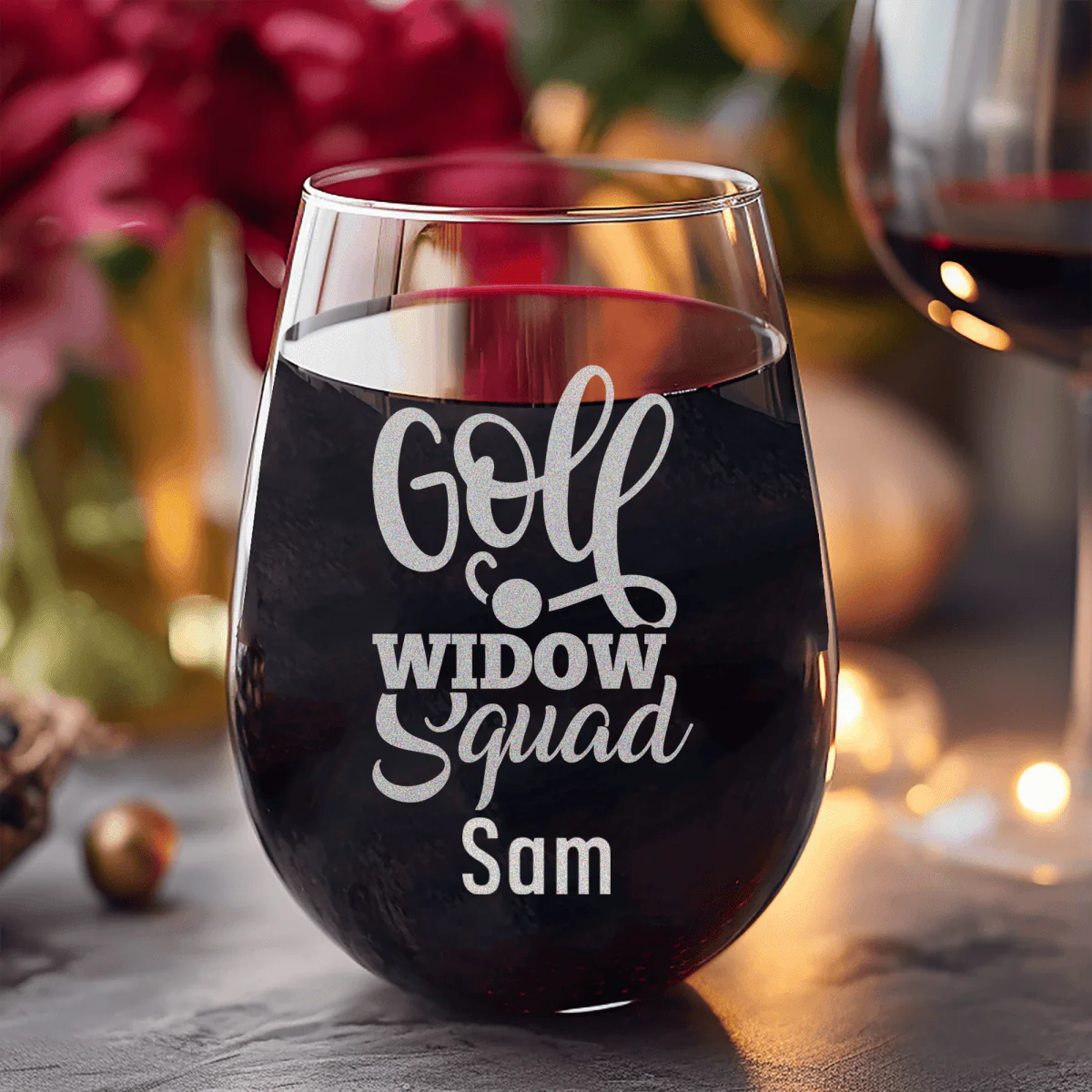 Golf Widow Squad Stemless Wine Glass - Image 8