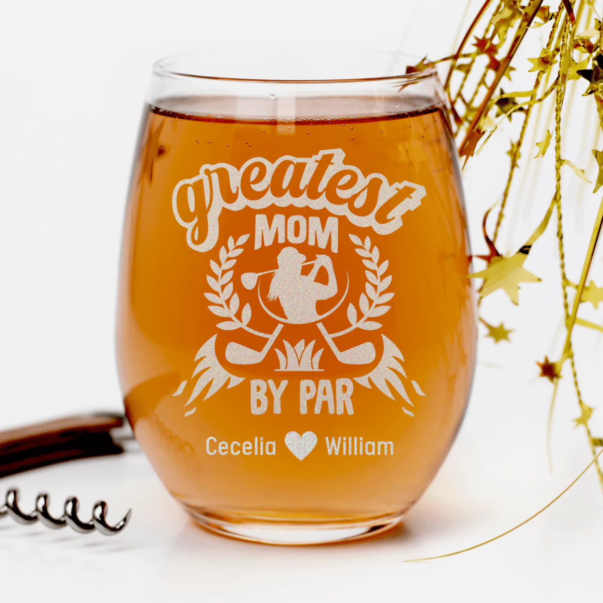 Greatest Golf Mom By Par Stemless Wine Glass