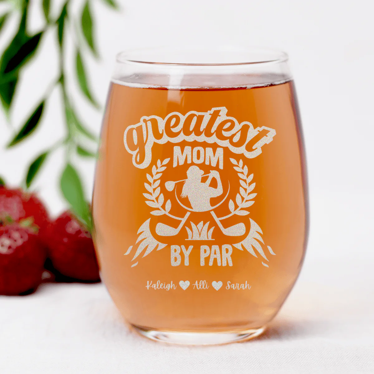 Greatest Golf Mom By Par Stemless Wine Glass - Image 7