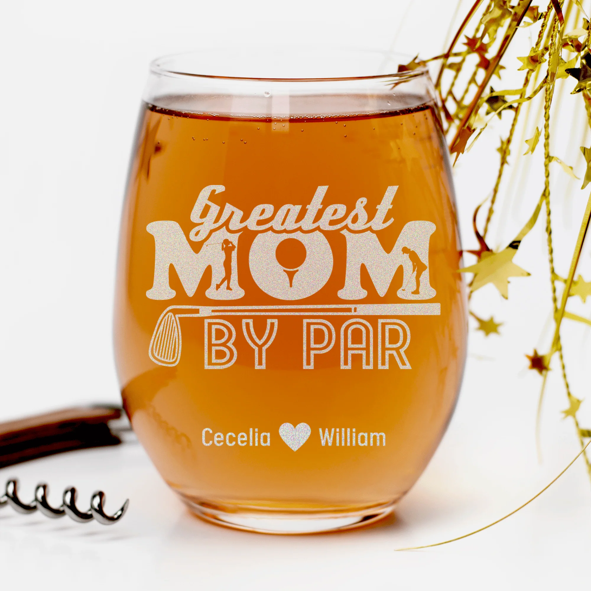 Greatest Mom By Par Stemless Wine Glass - Image 2