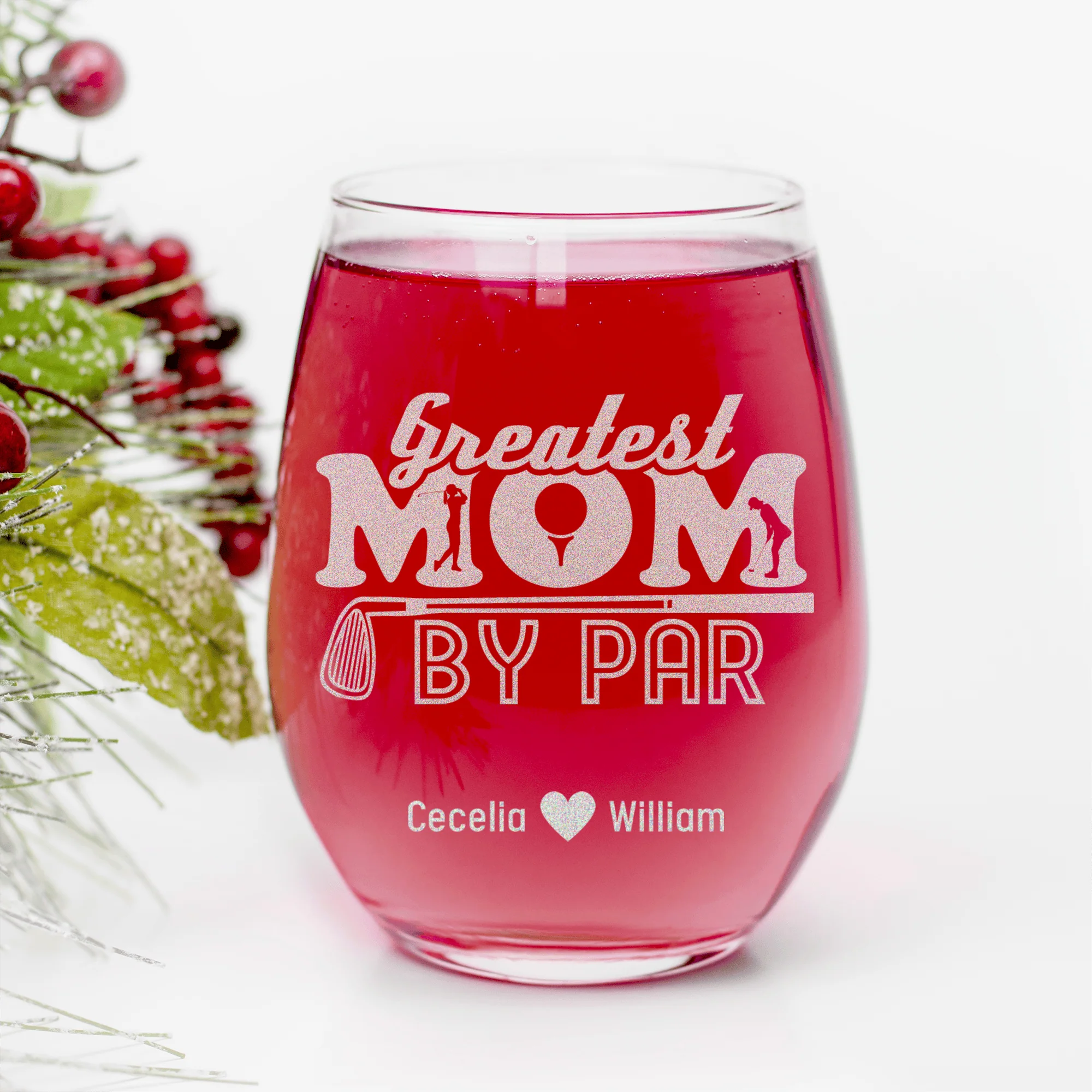 Greatest Mom By Par Stemless Wine Glass - Image 7