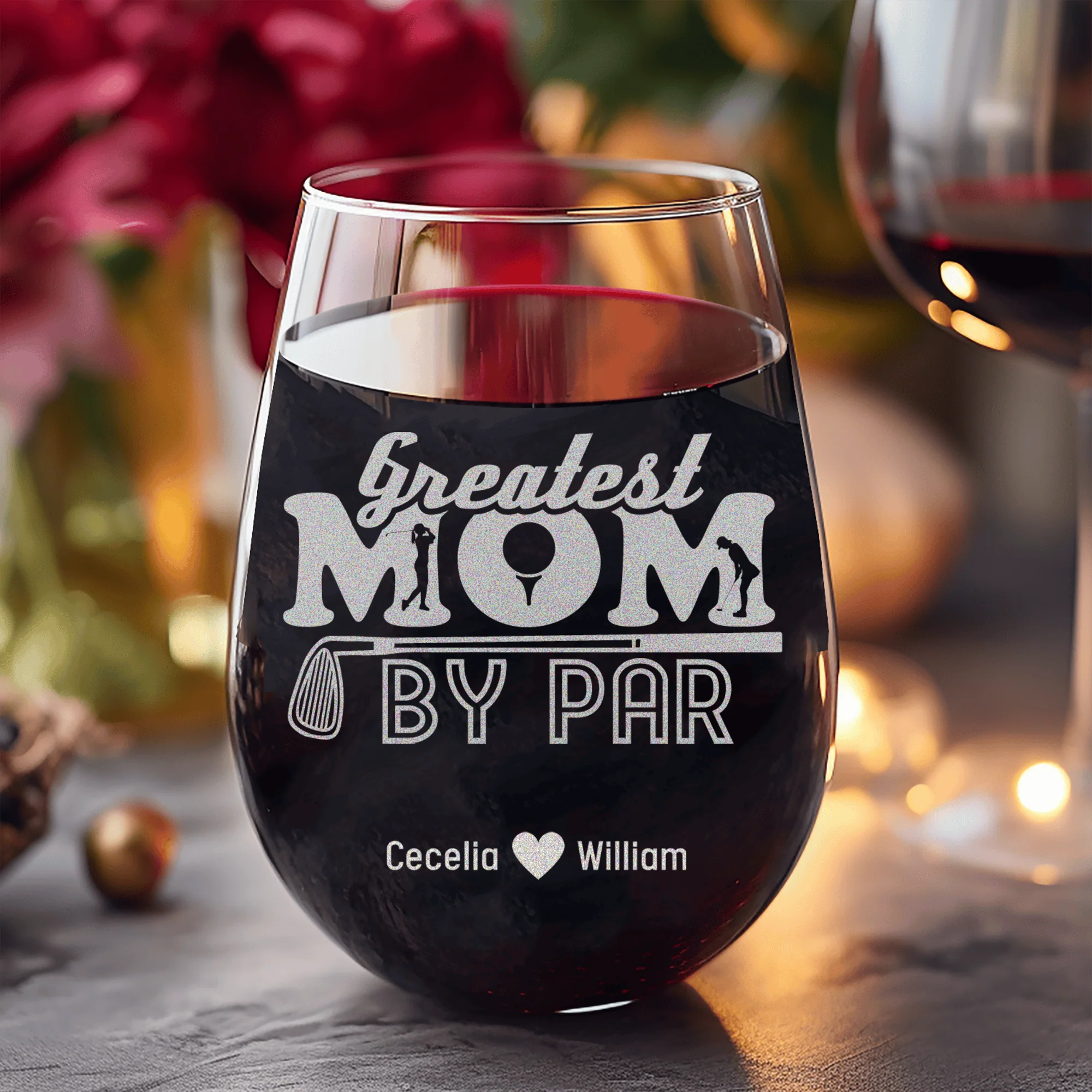 Greatest Mom By Par Stemless Wine Glass - Image 8