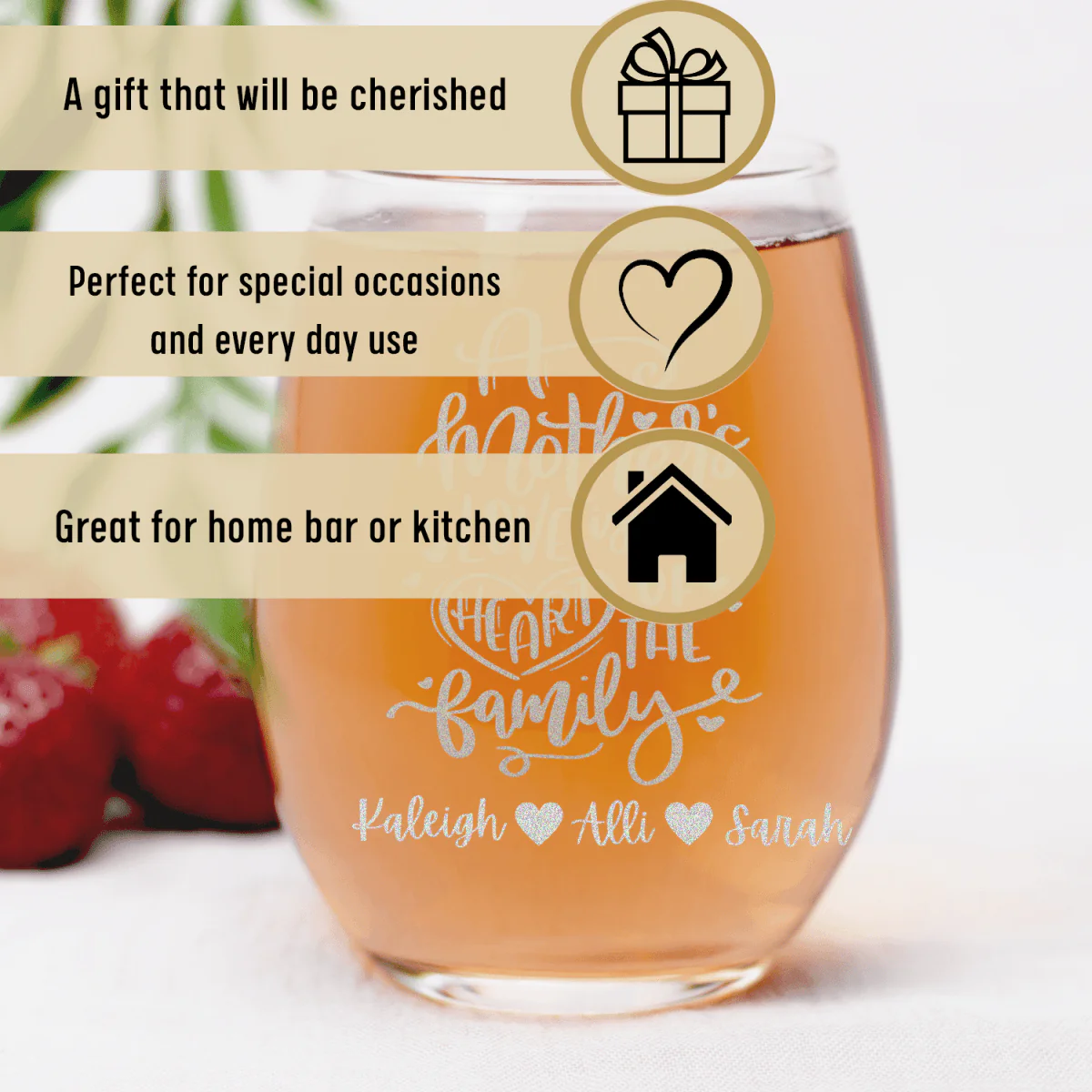 Heart Of The Family Stemless Wine Glass - Image 3