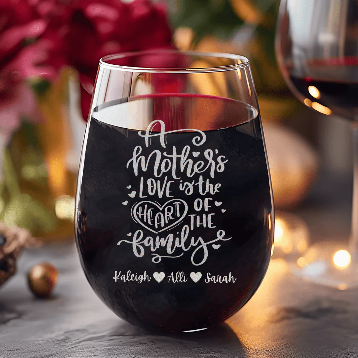 Heart Of The Family Stemless Wine Glass - Image 8