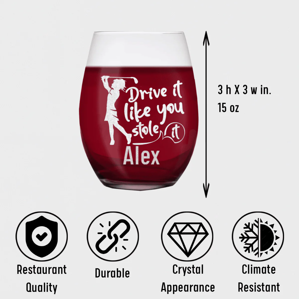 I Drive Like Its Stolen Stemless Wine Glass - Image 5