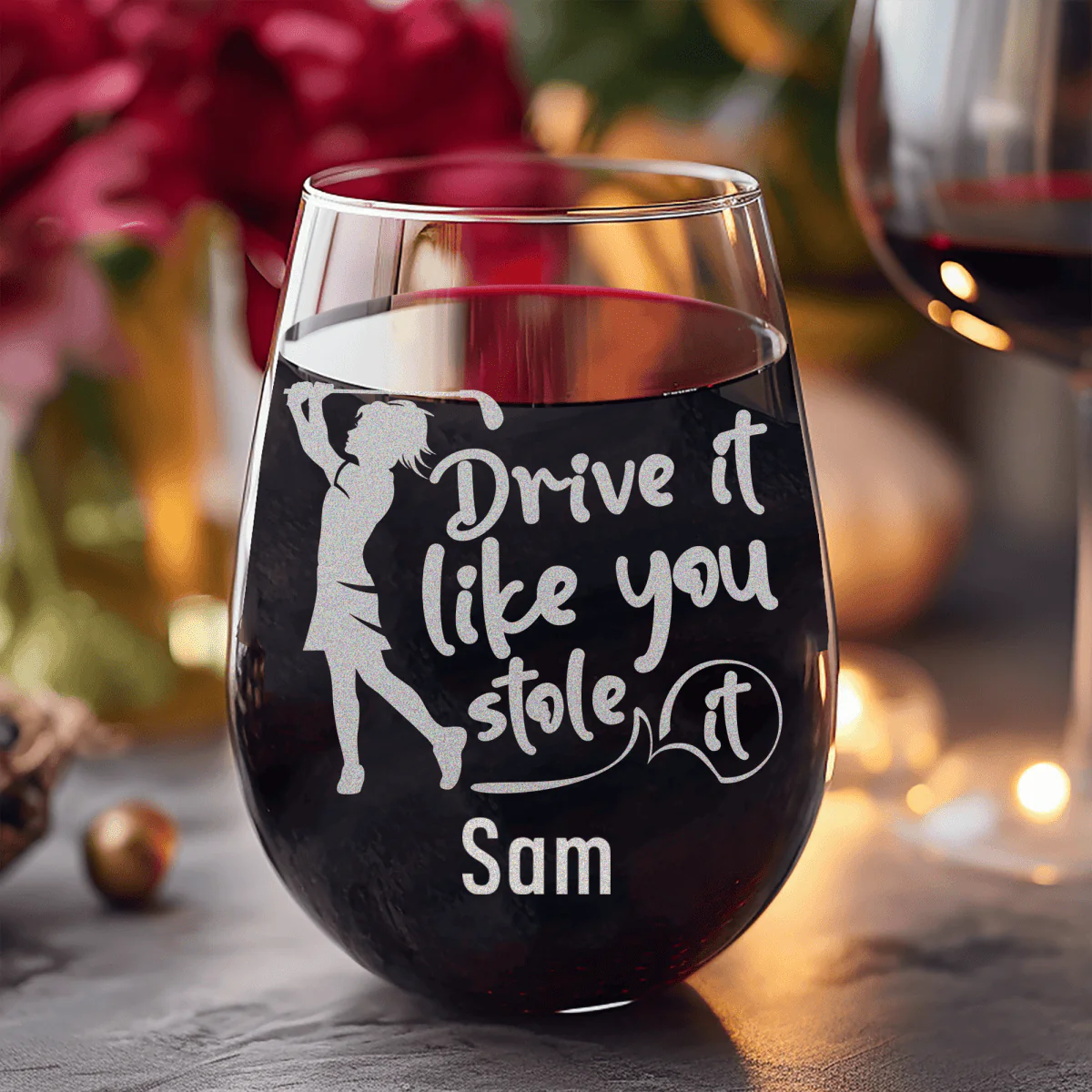 I Drive Like Its Stolen Stemless Wine Glass - Image 8