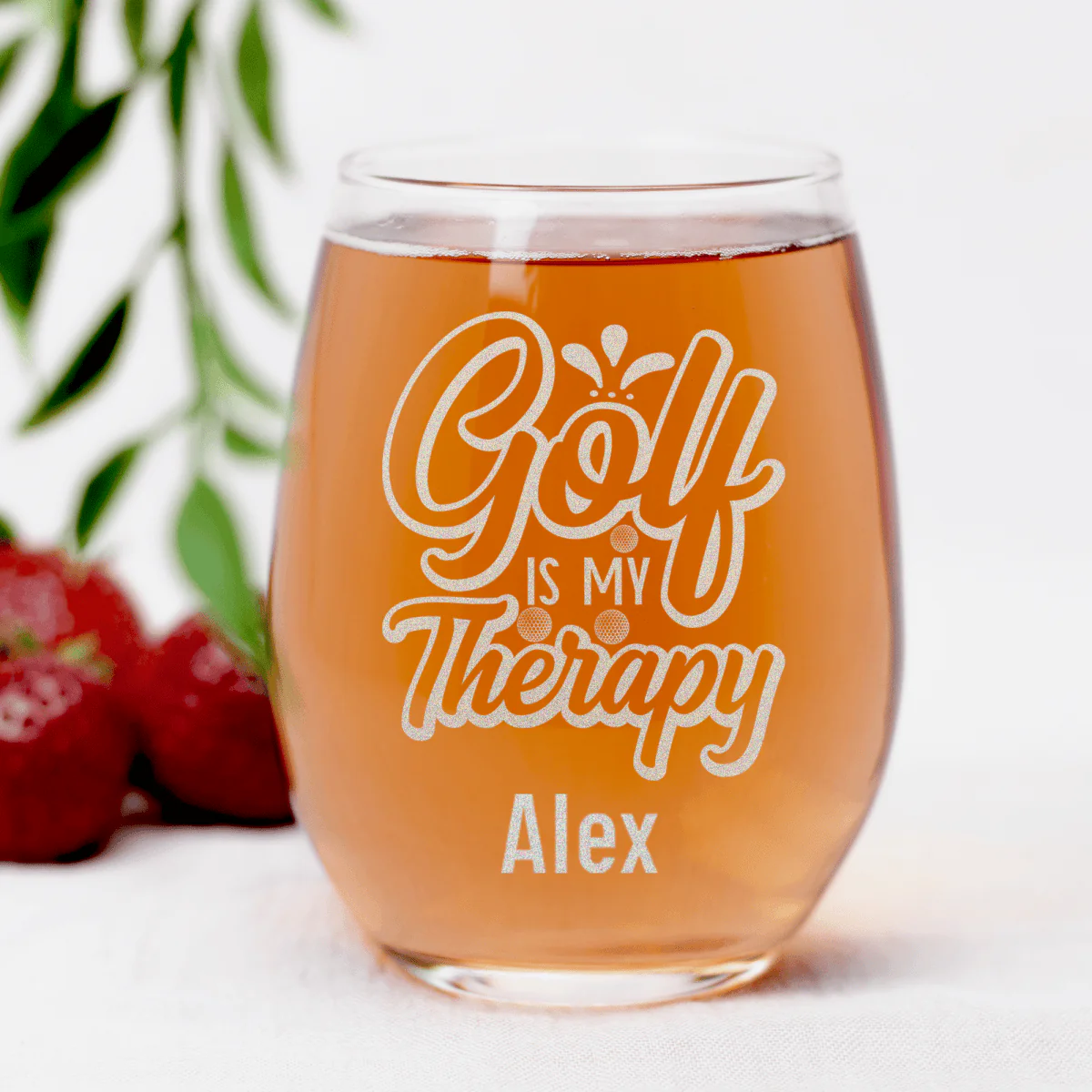 I Golf For Therapy Stemless Wine Glass - Image 7