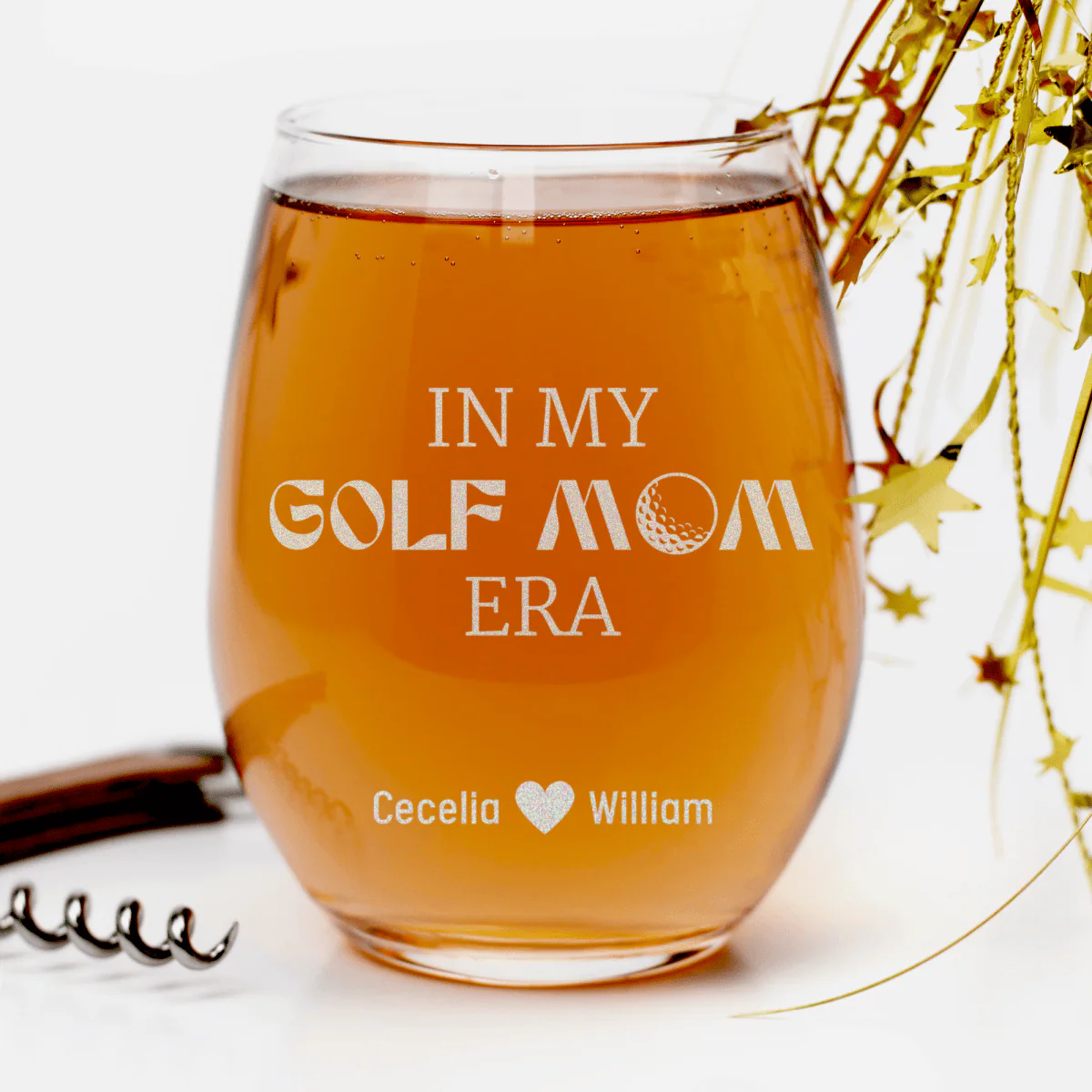 In My Golf Mom Era Stemless Wine Glass - Image 2