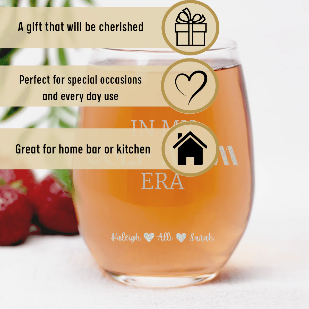In My Golf Mom Era Stemless Wine Glass - Image 3