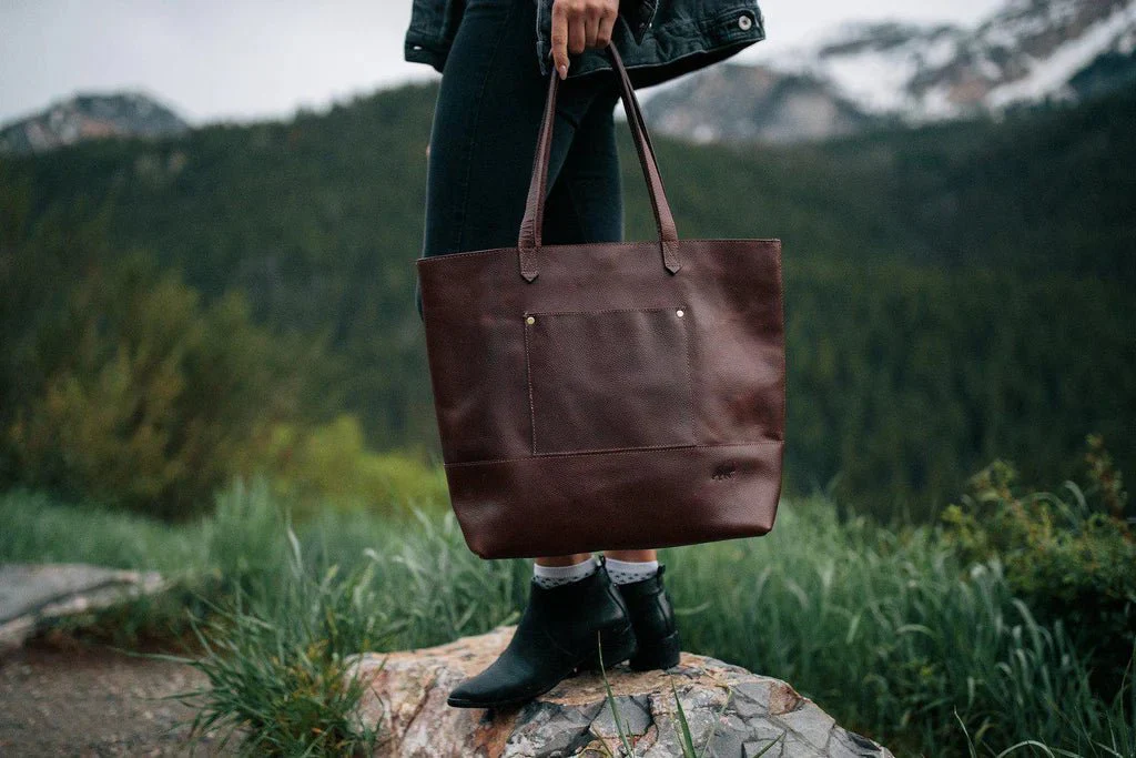 Juneau Leather Tote w/ Pocket - Image 2