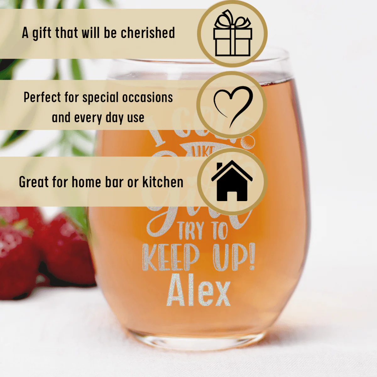 Keep Up With The Girl Stemless Wine Glass - Image 3