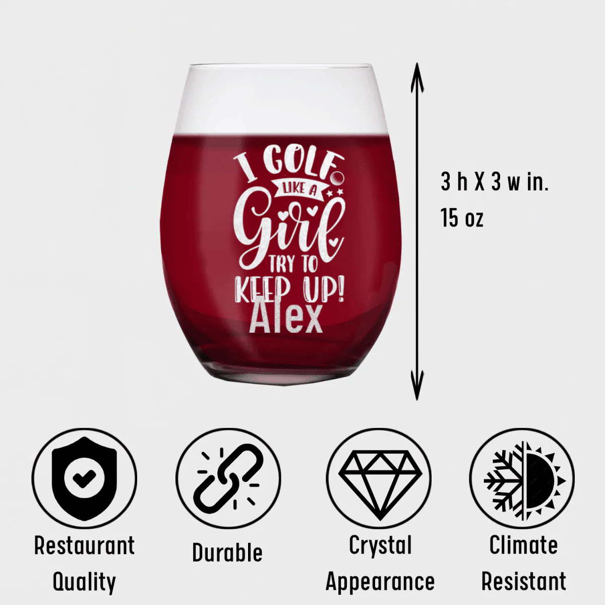 Keep Up With The Girl Stemless Wine Glass - Image 5
