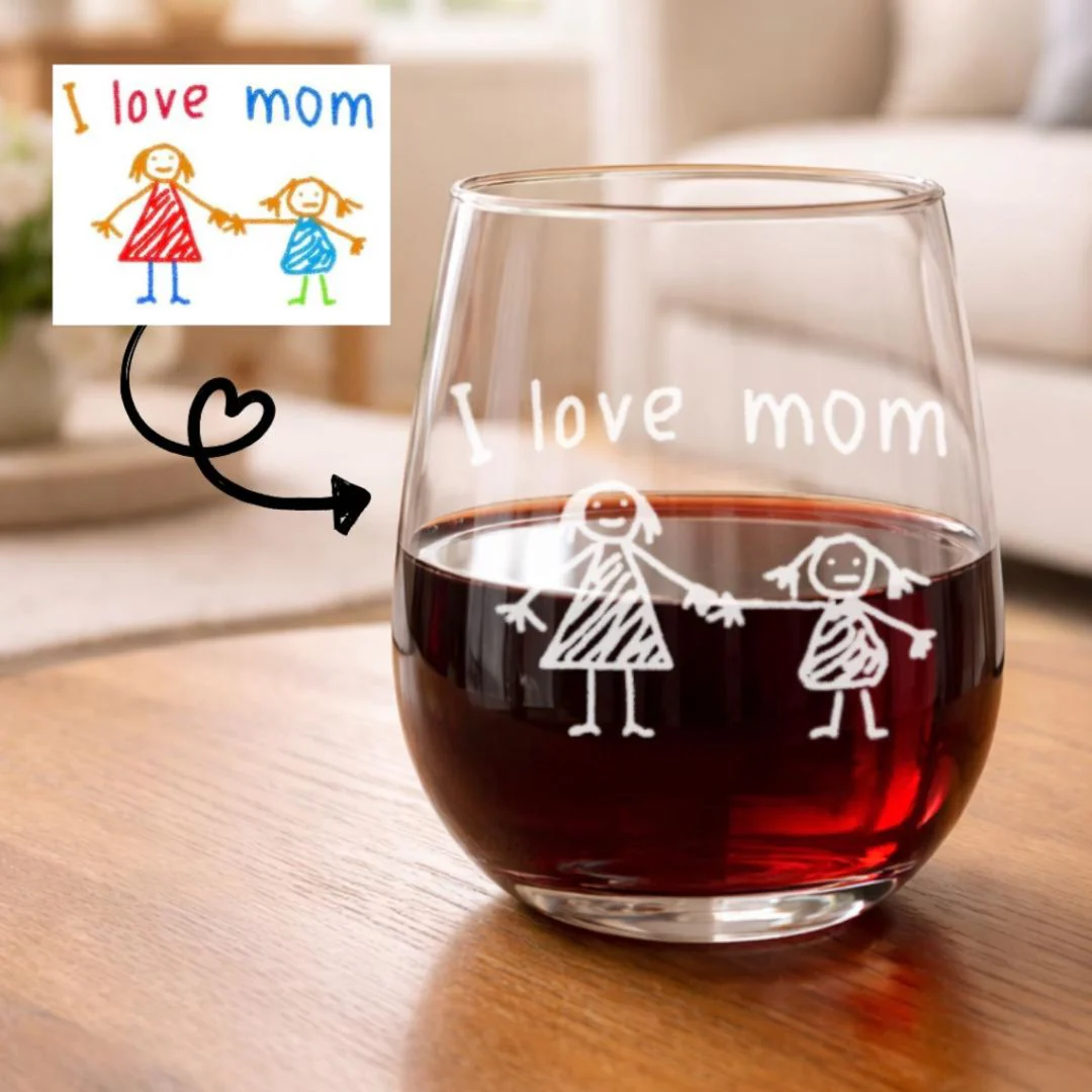 Kids Drawing Engraved Glass
