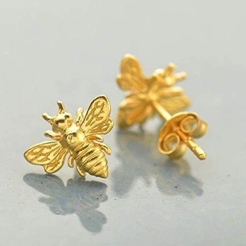 24k Gold Honeybee Studs - Image 6