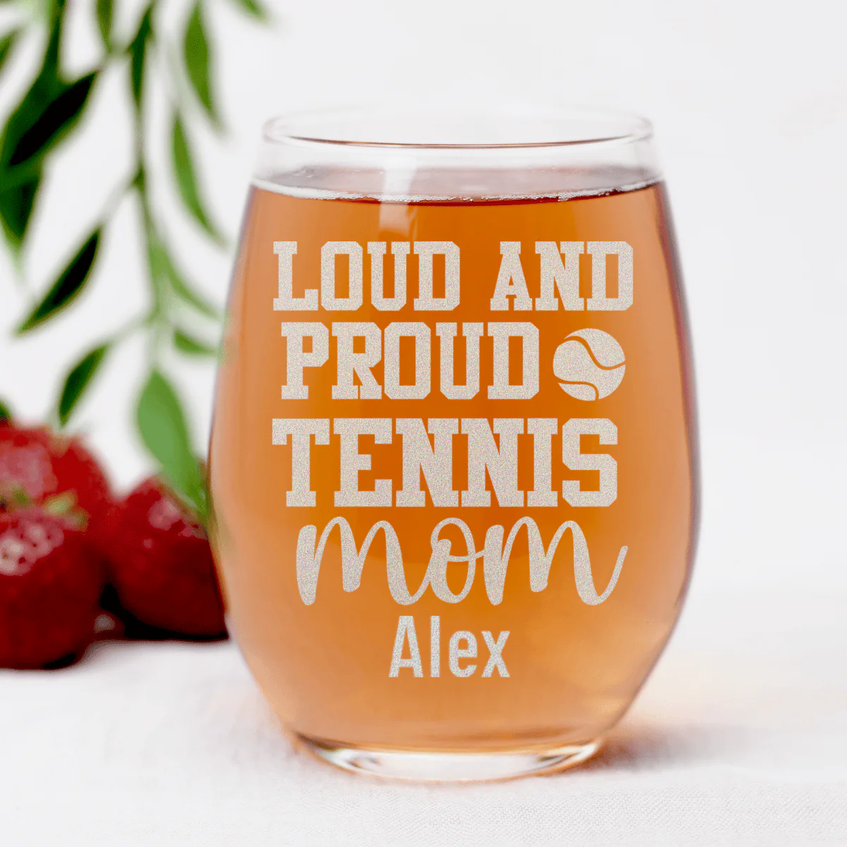 Loud And Proud Tennis Mom Stemless Wine Glass - Image 7