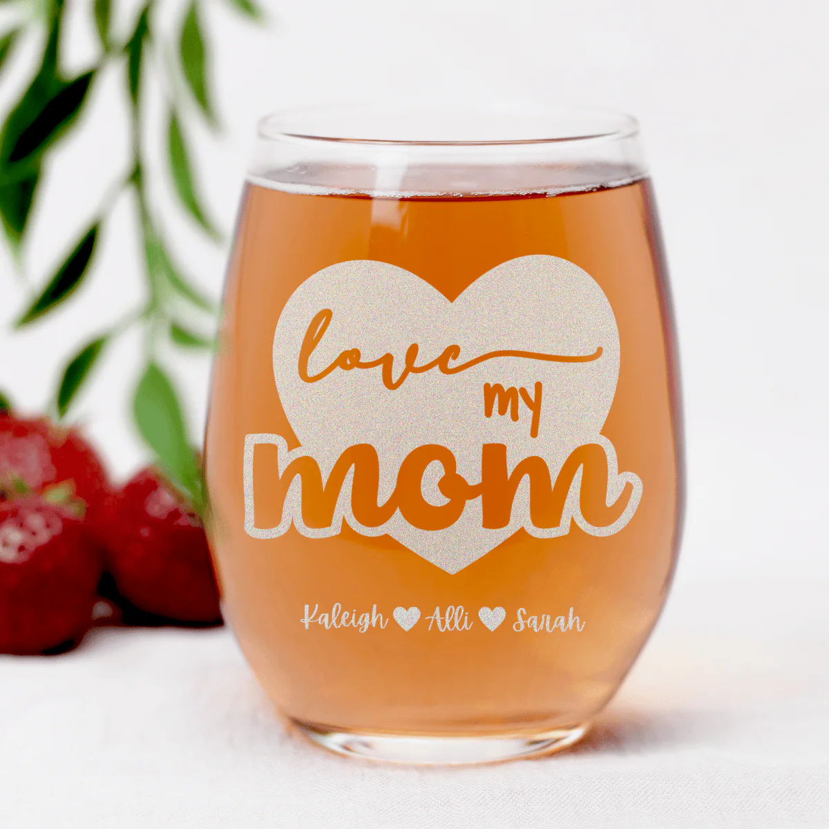 Love My Mom Stemless Wine Glass - Image 7
