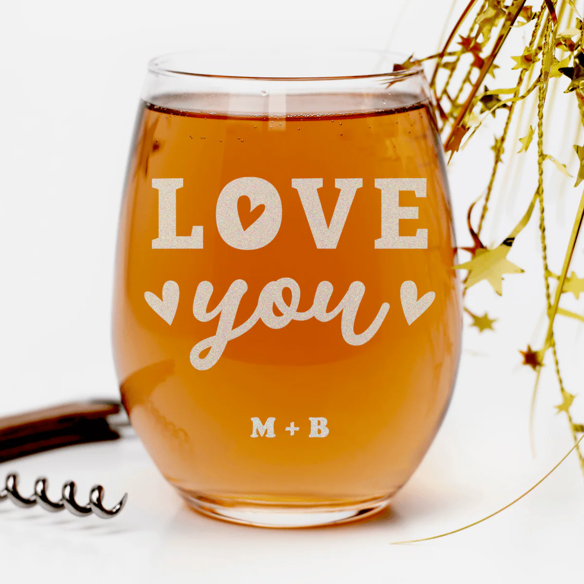 Love You Most Stemless Wine Glass - Image 2