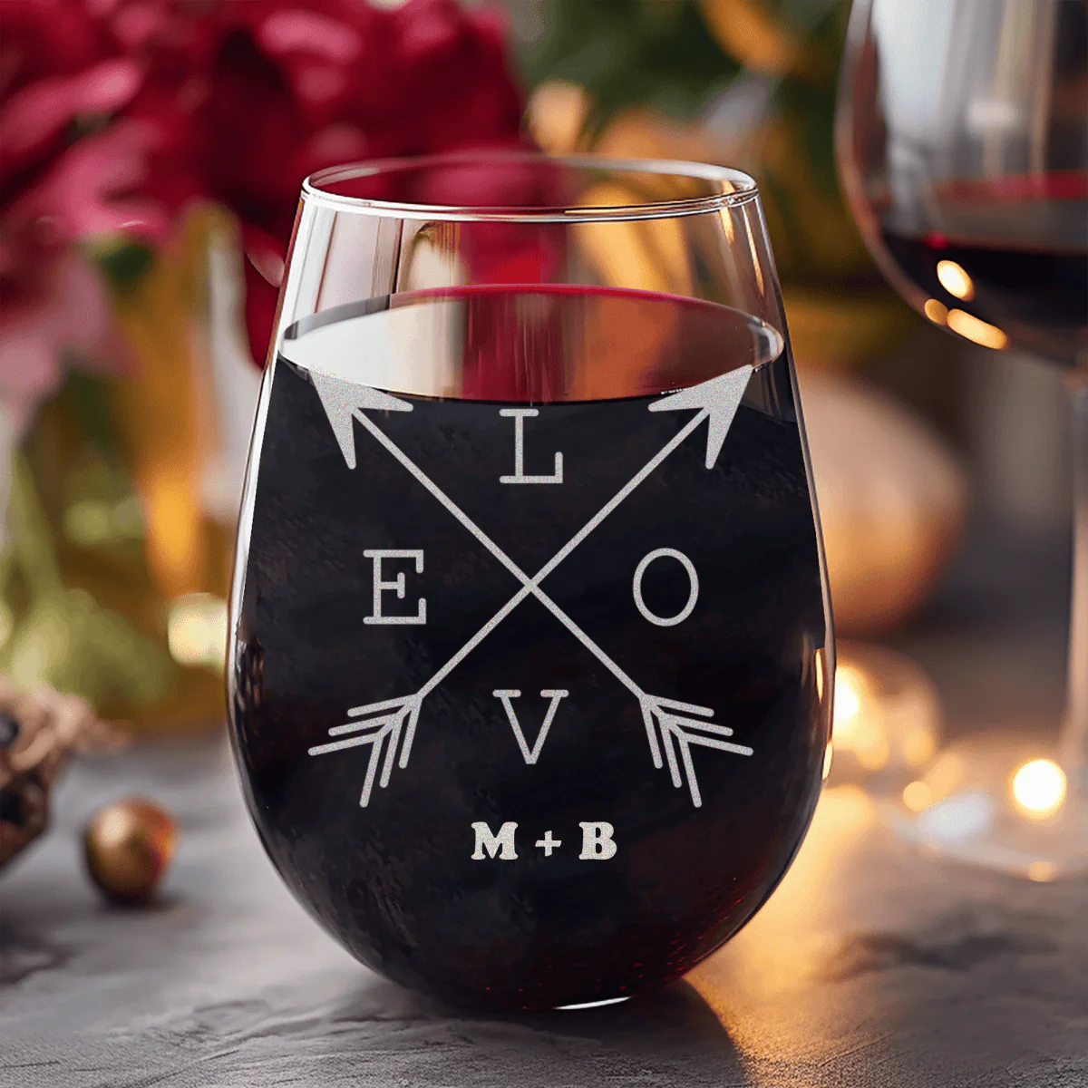 Lovers Arrow Stemless Wine Glass