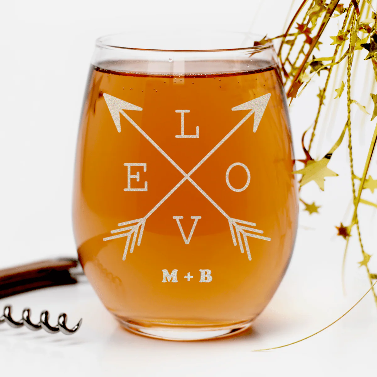 Lovers Arrow Stemless Wine Glass - Image 2