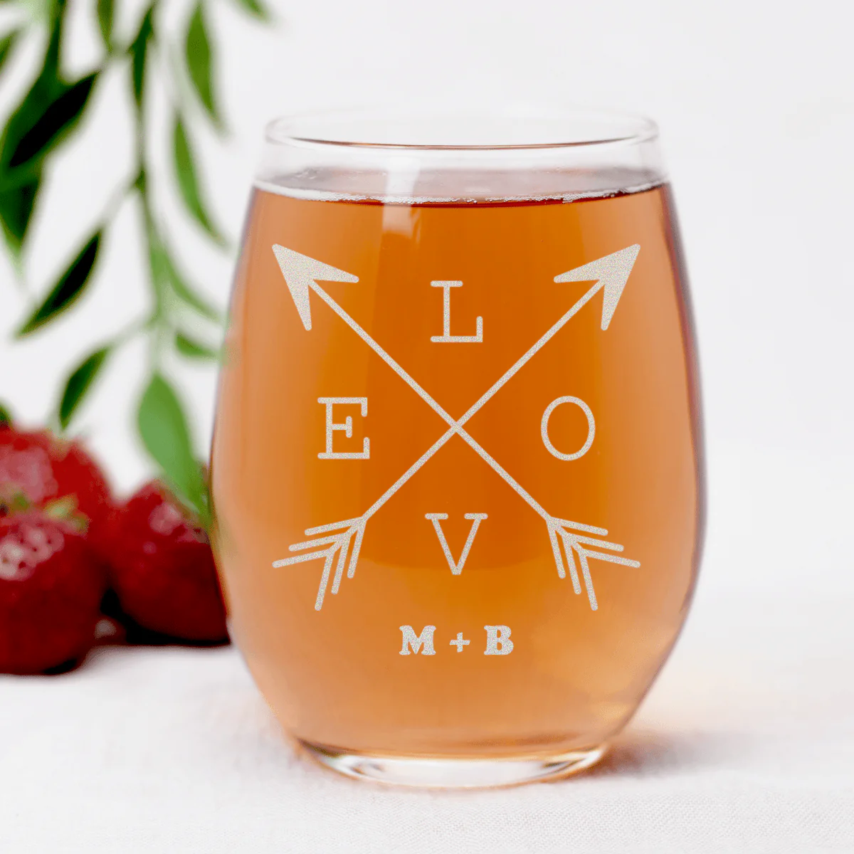 Lovers Arrow Stemless Wine Glass - Image 3