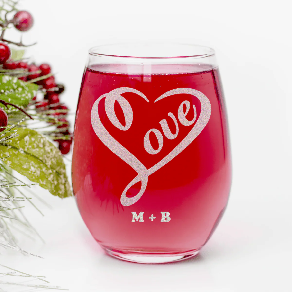 Lovers Heart Stemless Wine Glass
