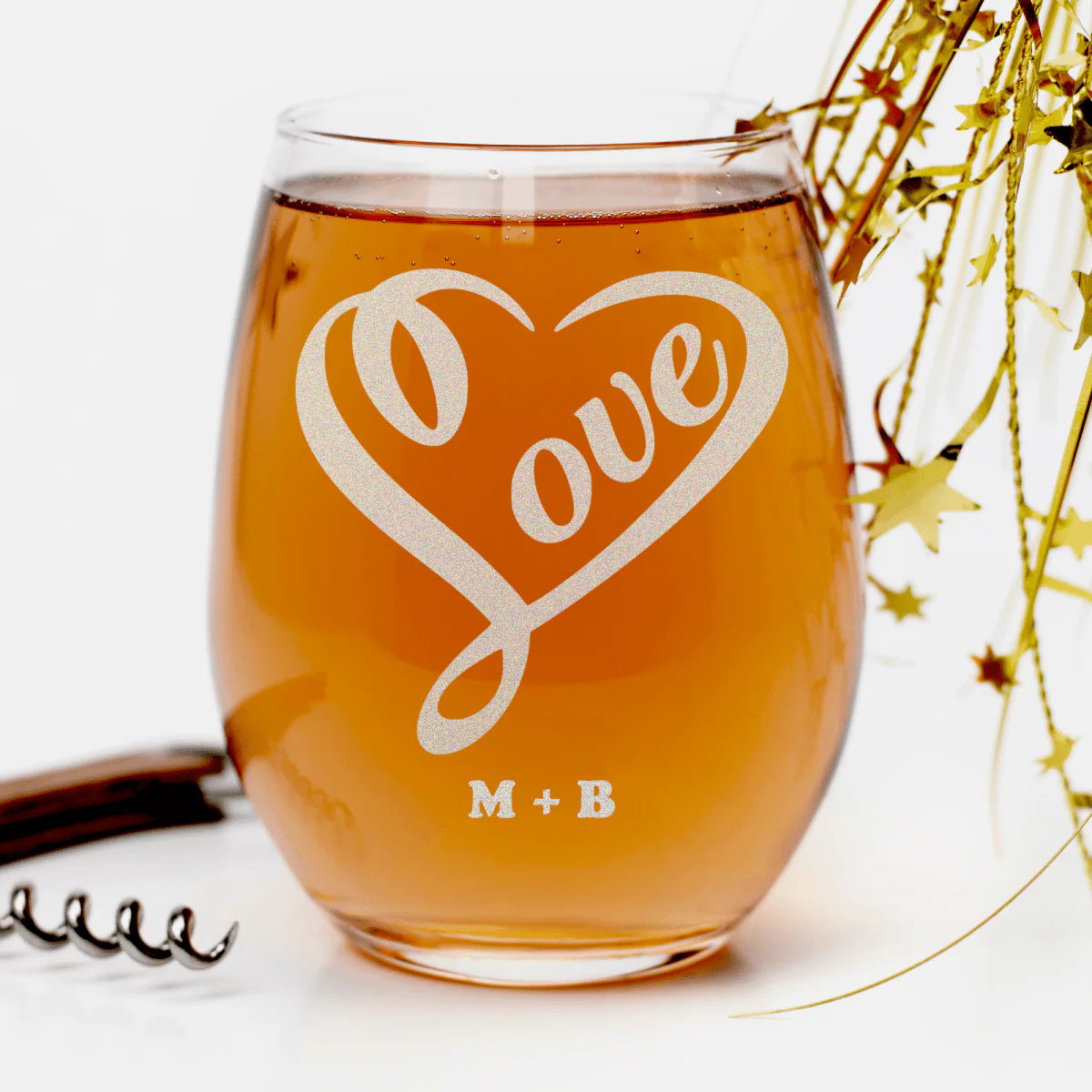 Lovers Heart Stemless Wine Glass - Image 2