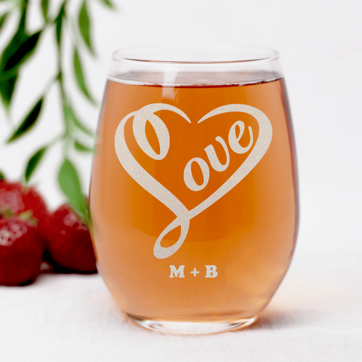 Lovers Heart Stemless Wine Glass - Image 3
