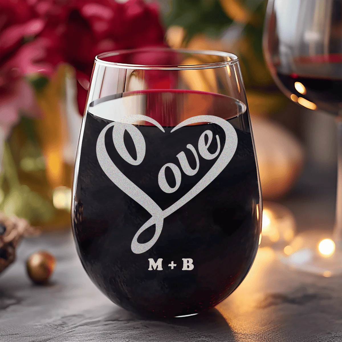 Lovers Heart Stemless Wine Glass - Image 4
