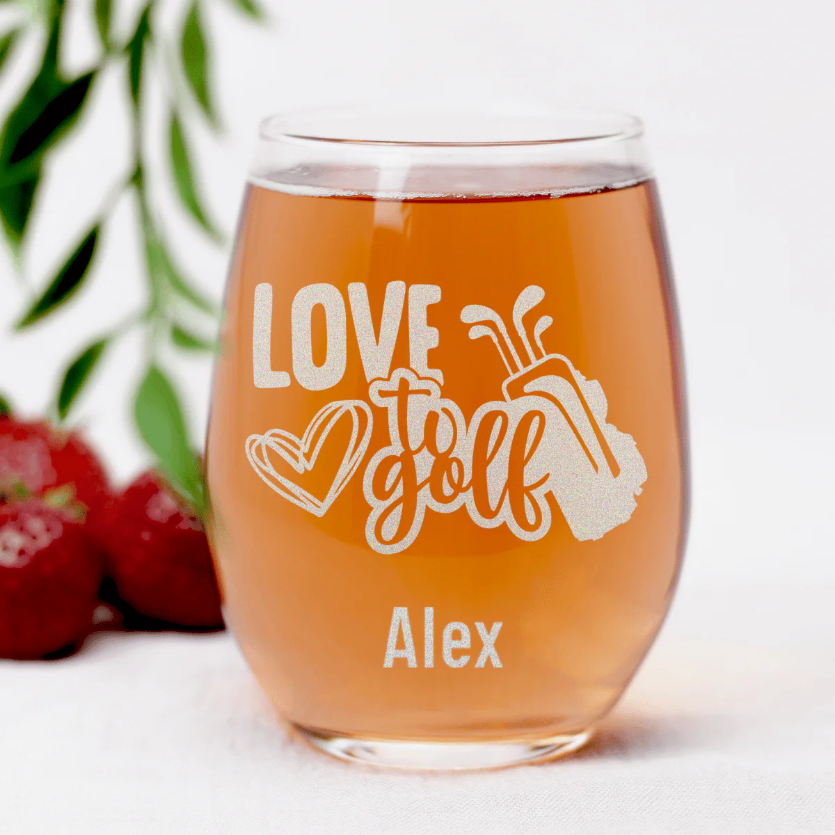Loving To Golf Stemless Wine Glass - Image 7