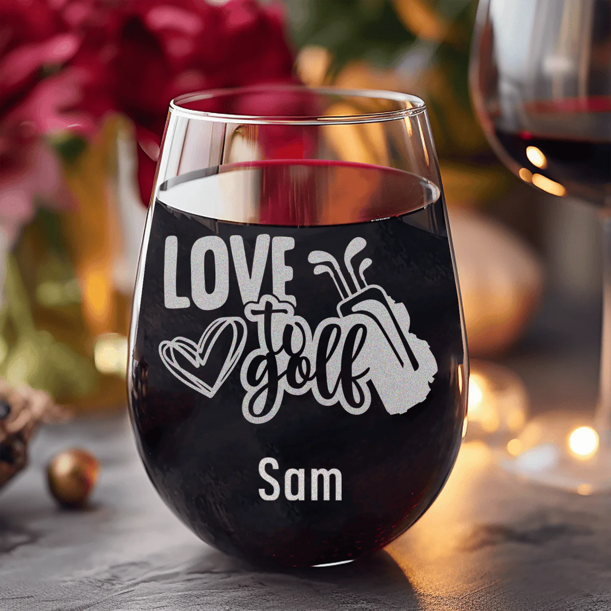Loving To Golf Stemless Wine Glass - Image 8