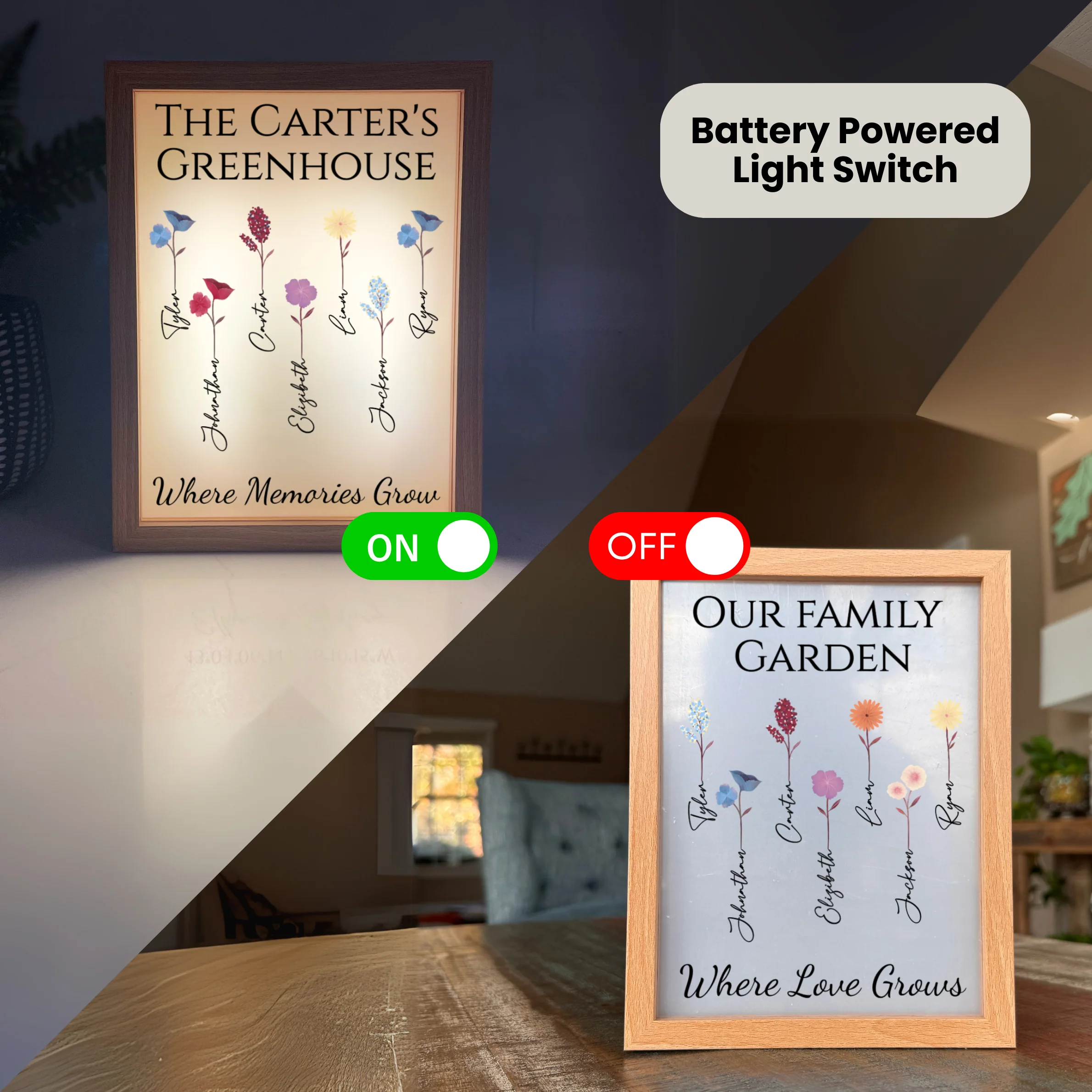 Personalized Family Garden Light Box Frame - Image 5
