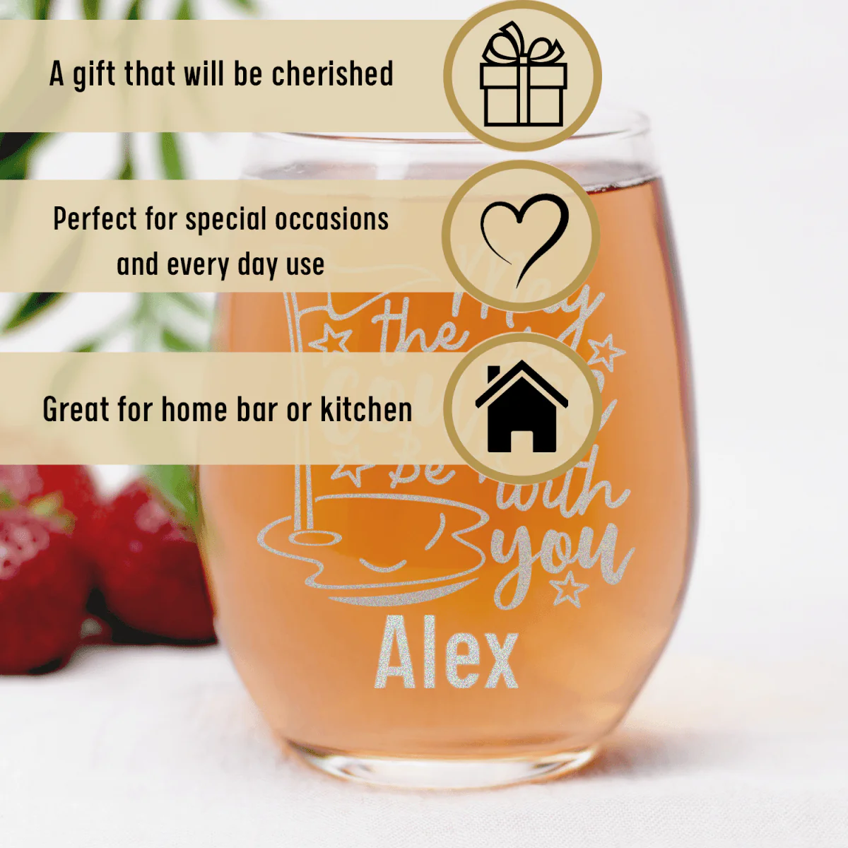 May The Course Be With You Stemless Wine Glass - Image 3