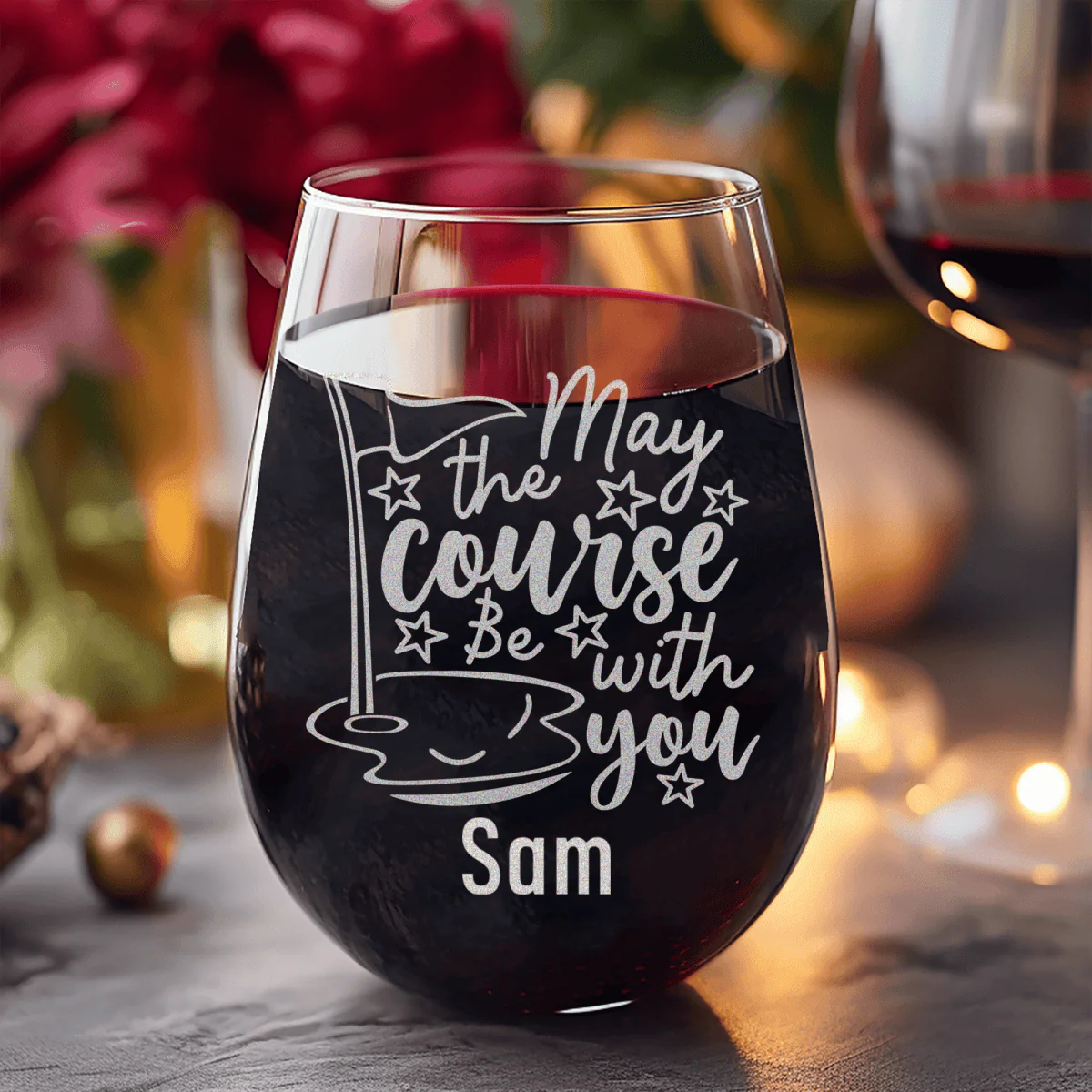 May The Course Be With You Stemless Wine Glass - Image 8