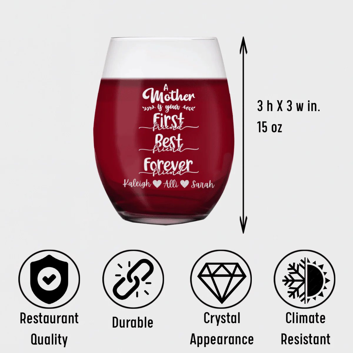 Moms Are First Stemless Wine Glass - Image 5