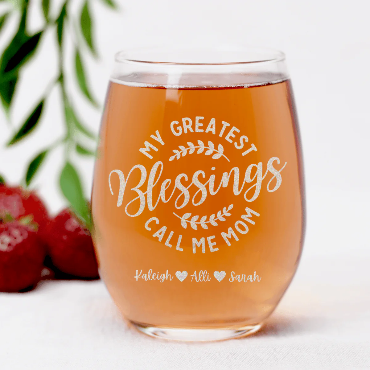 Moms Greatest Blessings Stemless Wine Glass - Image 7