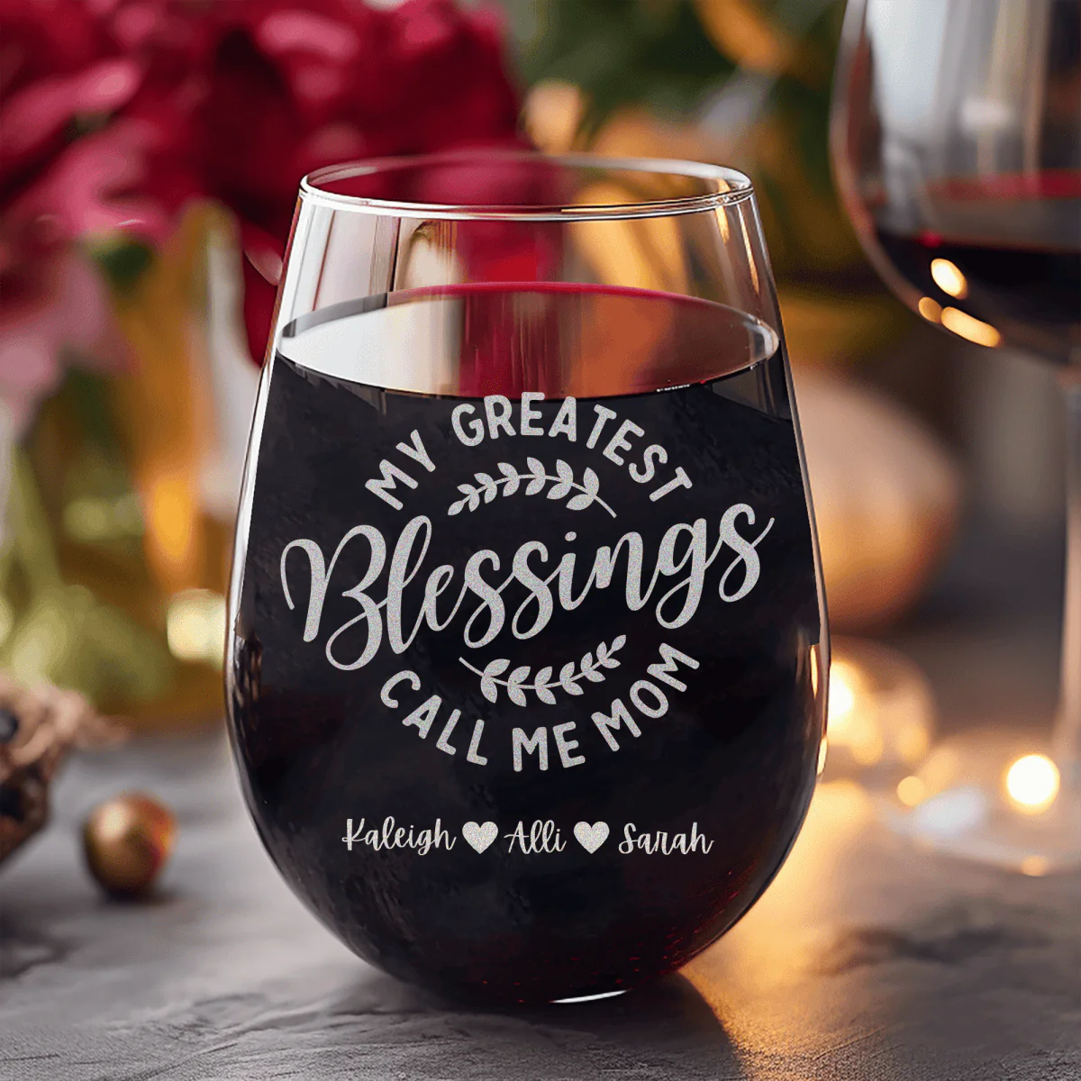 Moms Greatest Blessings Stemless Wine Glass - Image 8