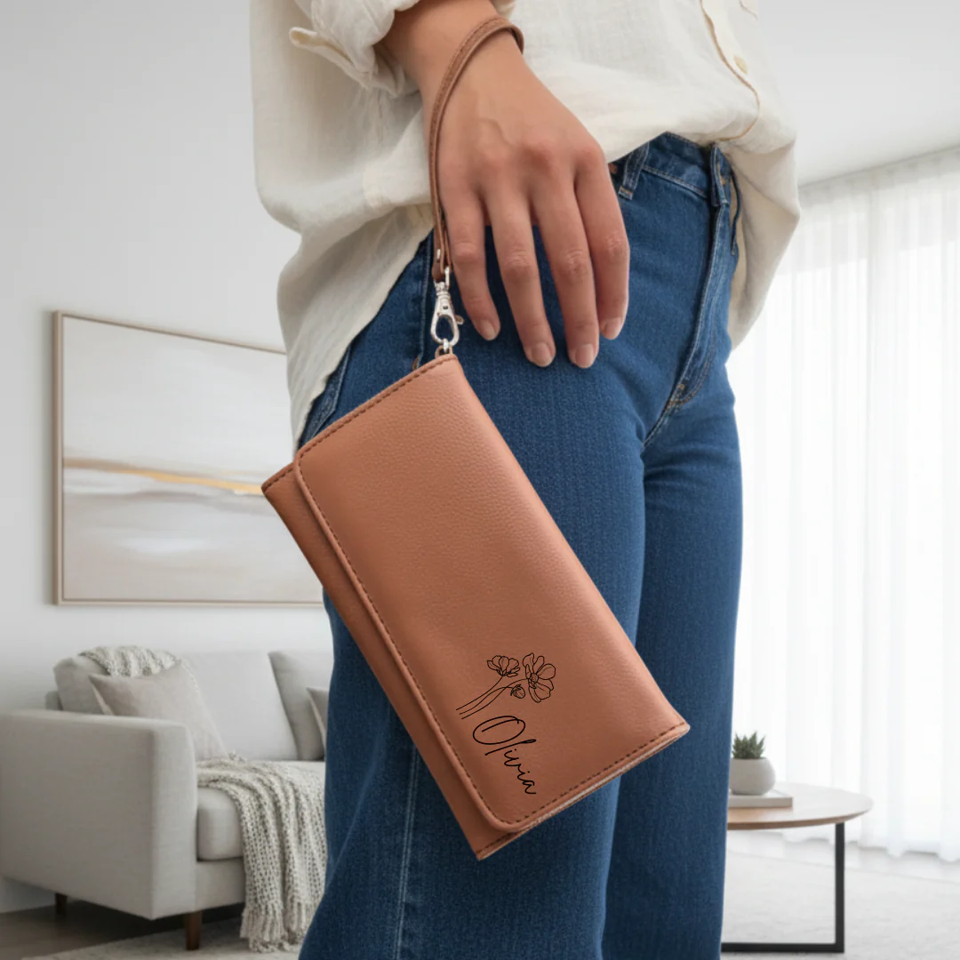 Mom's Personalized Leather Wristlet