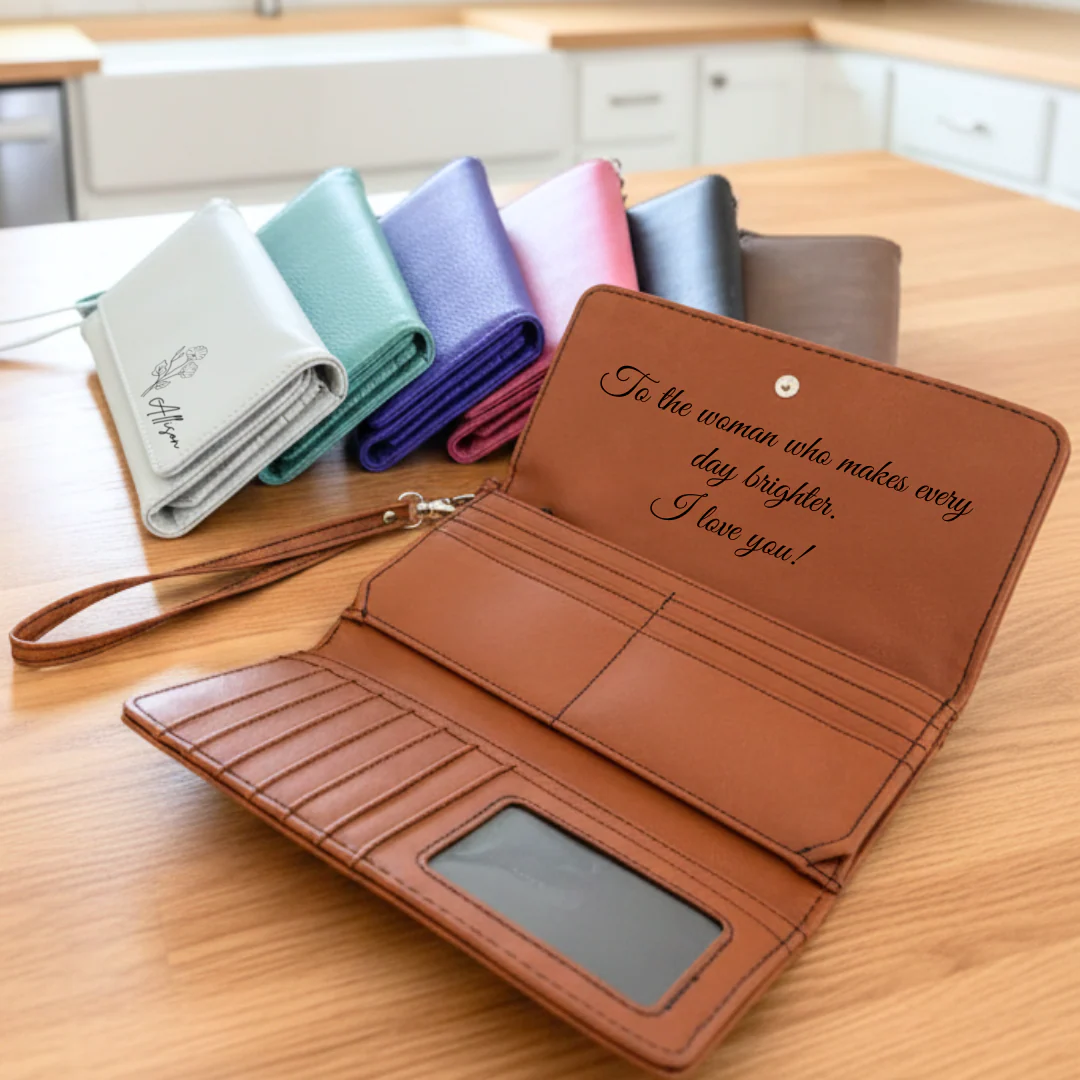 Mom's Personalized Leather Wristlet - Image 2