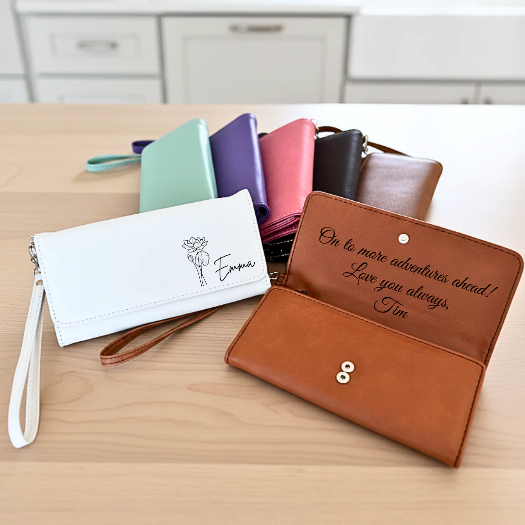 Mom's Personalized Leather Wristlet - Image 7